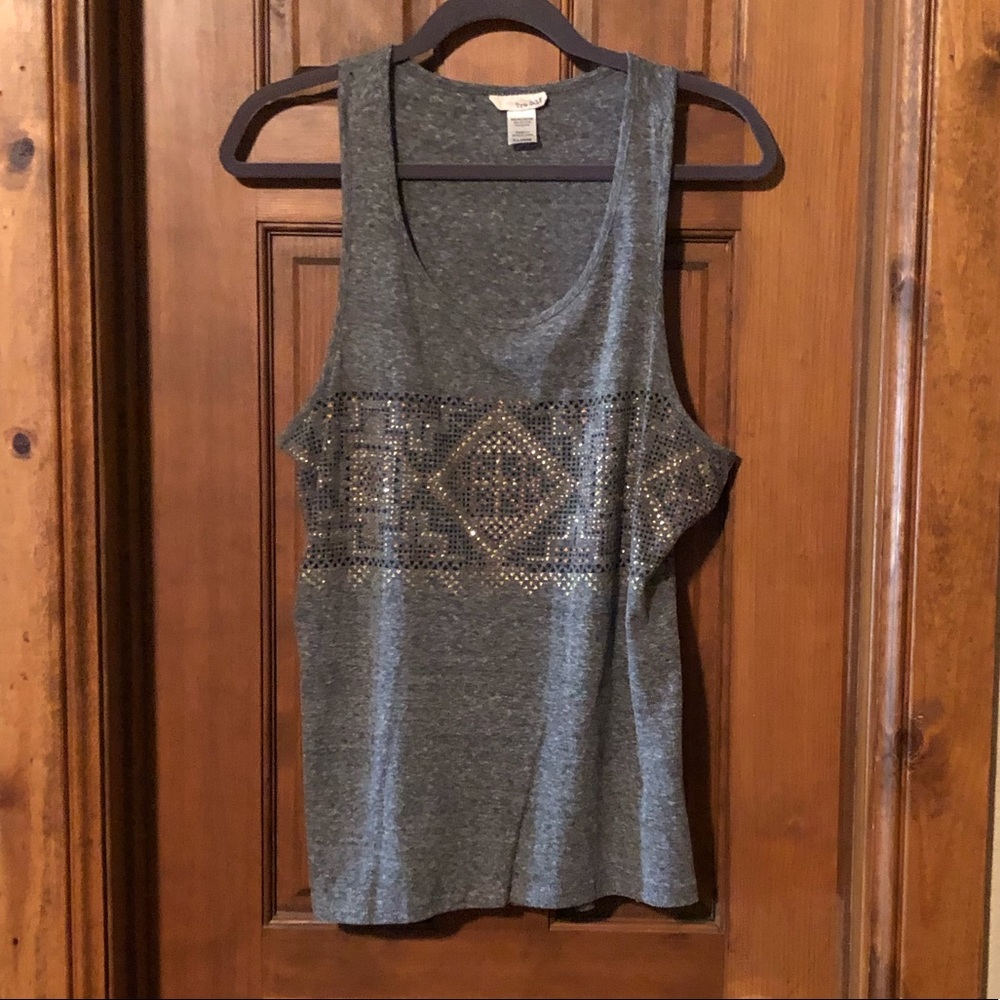 Grey with Gold Beaded Diamond Designed Tank Top